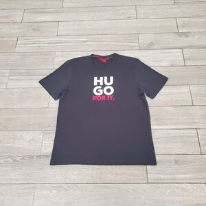NWOT HUGO BOSS men's 100% cotton black graphic HUGO FOR IT crewneck tee size XXL